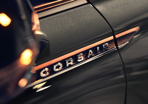 The stylish chrome badge reading “CORSAIR” is shown on the exterior of the vehicle. | Pinnacle Lincoln in Nicholasville KY