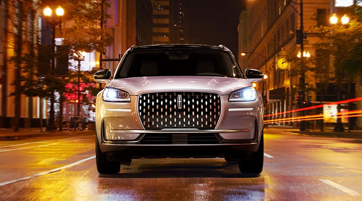 The striking grille of a 2024 Lincoln Corsair® SUV is shown. | Pinnacle Lincoln in Nicholasville KY